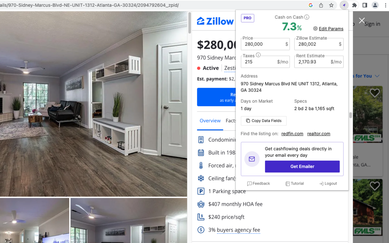 Ostrich — cashflow analysis Chrome extension for Zillow